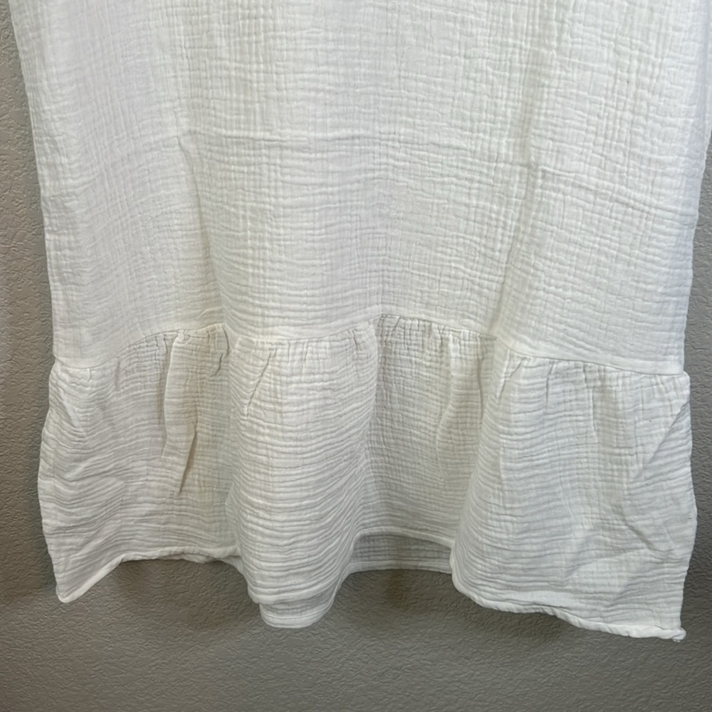 Bobi Split Neck Ruffle Hem Mini Dress In Cream Size M - Picture 6 of 11